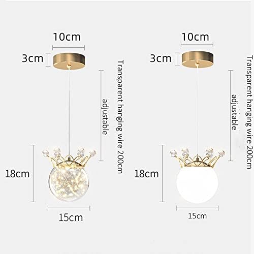 WLBHWL מיני תאורת תליון למטבח אי גלובוס אורות תליון מודרני LED מודרני תקרת ראש יחיד מתקן תאורה עם קריסטל קראון לחדר שינה אמבטיה