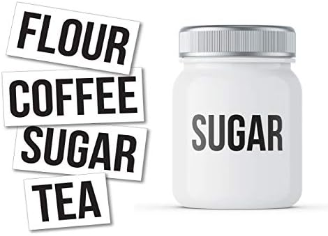 קמח, קפה, סוכר, תה מדבקות מדבקות תווית עבור צנצנות מטבח ארגון ארבעה חבילה