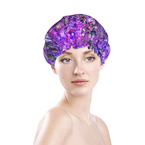 נשים לשימוש חוזר כובע שיער שולי אביב פרחים סגולים סגולים ויסטריה שכבות כפול