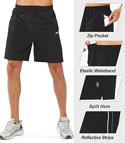 מכנסיים קצרים אתלטים של אלזרו לגברים 7 מכנסי אימון יבש מהיר של מכנסי כושר ספורט קל משקל עם כיסי רוכסן