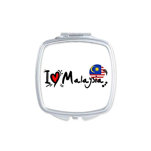 אני אוהב מלזיה מילת דגל אהבת לב איור מראה נייד קומפקטי כיס איפור כפול צדדי זכוכית