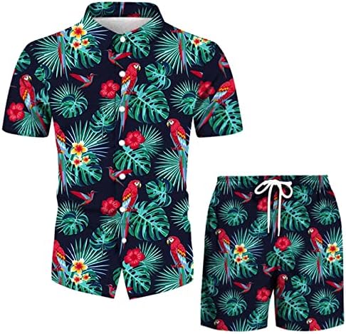 2023 אביב חדש אביב קיץ חוף מזדמן חולצה מכופתרת מכופתרת חולצה קצרה מודפסת חליפת תלבושות הוואי לגברים