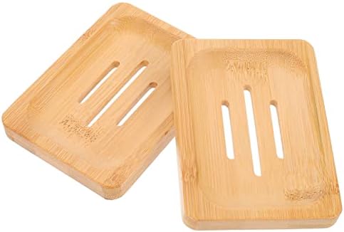 Alipis 2 PCS קופסאות כלים מיכל אמבטיה כיורים כיורים מקרים לחיים מחזיק ניקוז עץ במבוק M מדף עץ ספוגי שמפו שמפו מברשת בר מתנקז