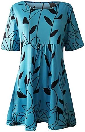 גודל פלוס שמלת הוואי לנשים 2023 צוואר עגול שמלת פרחים פרחונית שמלה שרוול קצר שמלה טרנדית שמלה זורמת יתר על המידה