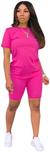 תלבושת 2 חלקים לנשים - חולצות טריקו בצבע אחיד מזדמן אימון אימונית מכנסי גוף מכנסי חליפה סט סרבלים