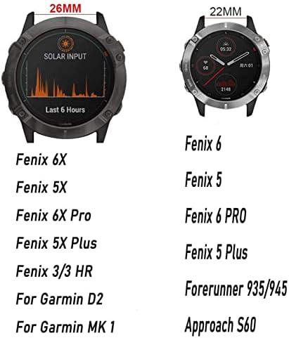 OTGKF 26 ממ 22 ממ כושר מהיר שעון שעון עבור Garmin Fenix ​​6 6x Pro 5x 5 Plus 3HR S60 945 Enduro Silicone צמיד שחרור מהיר רצועת כף היד רצועה