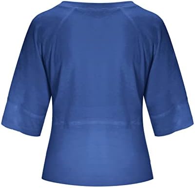 חולצות בגודל פלוס לנשים Batwing 3/4 חולצת קיץ שרוול חולצות נשים מוצקות רופפות מתאימות חולצה זורמת בסיסית חולצה
