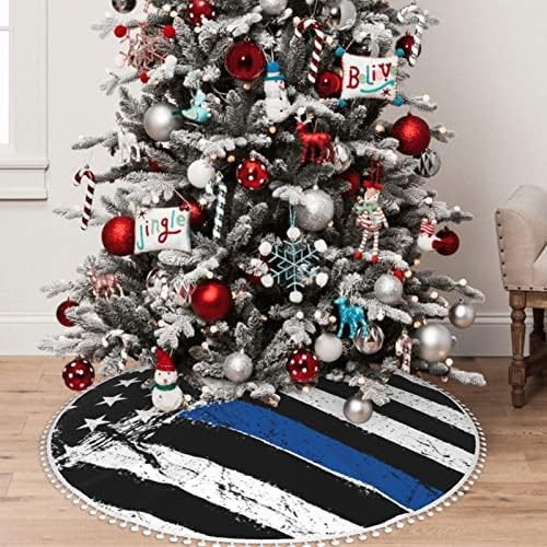 חצאית עץ חג המולד עם פום לקצץ דק-קו-קו-פייט-פטריוטי לחג קישוטי בית חג המולד 30