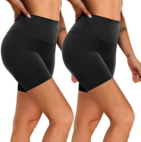 Nexiepoch 2 חבילה בתוספת מכנסי אופנוען בגודל נשים - 8 חמאה רכה מותניים מותניים מתיחה יוגה אימון מכנסי נשים （2x, 3x, 4x Å