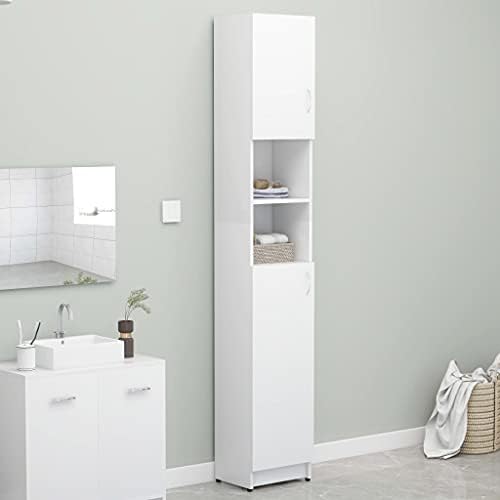 Hechovinensmall ארון פינת אחסון אמבטיה עם דלתות ומדפים מגדל ארון בודד מדפי אמבטיה צרים מעל שירותים למגבות ומחזיק נייר, לבן