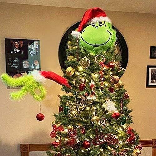 גוף חג המולד גוף פרוותי ראש ירוק/זרוע/רגליים לקישוטי עץ חג המולד, טופר עץ חג המולד, קישוטים לחג המולד, קישוטים לעץ חג המולד למסיבת חג המולד