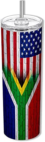 ExpressItbest 20oz סקיני כוס עם דגל דרום אפריקה - לבנים וארהב