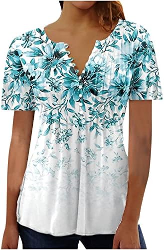 כיסוי לנשים שורשיות טוניקת טוניקה טוניקה 2023 שרוול קצר של קיץ V חולצות זדקות זורמות חולצות זורמות לחולצות עם חותלות