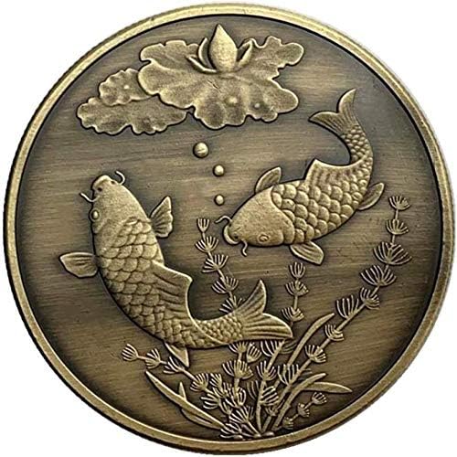 2019 קוי דג אוסף מטבעות זיכרון עתיק ברונזה פנג שואי לאב אהבה מטבע מטבע מטבע מזל מטבע לעיצוב משרדים בחדר הבית