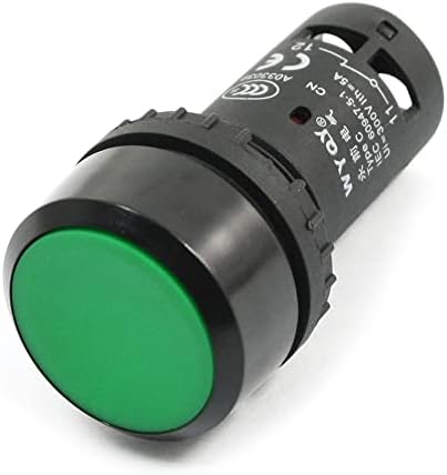 החלפה רגעית DPST ירוק עגול מתג כפתור כפתור 300V 5A