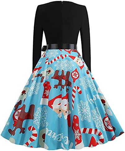 שמלות וינטג 'לחג המולד לנשים שרוול ארוך שמלת רטרו משנות החמישים שמלת חמוד חג המולד שמלה מנשף שמלת מסיבת ערב נשף