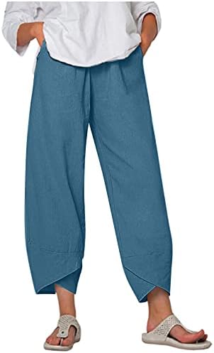 מכנסי טרנינג של NBSLA Harem לנשים מכנסי פשתן כותנה y2k מכנסיים מזדמנים קפרי קפואים מכנסי רגל רחבים עם כיסים