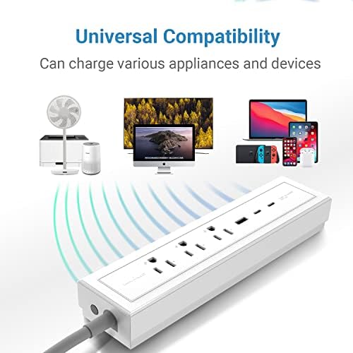 INNFACT 73W USB Power Strip הכל בתחנת טעינה מהירה של GAN עם 3 יציאות USB 3 שקעי AC 6ft PUMPLIT COLLT COLL FOUD לאייפון, גלקסיה, MACBOOB, מחשב נייד, מתג וכו '