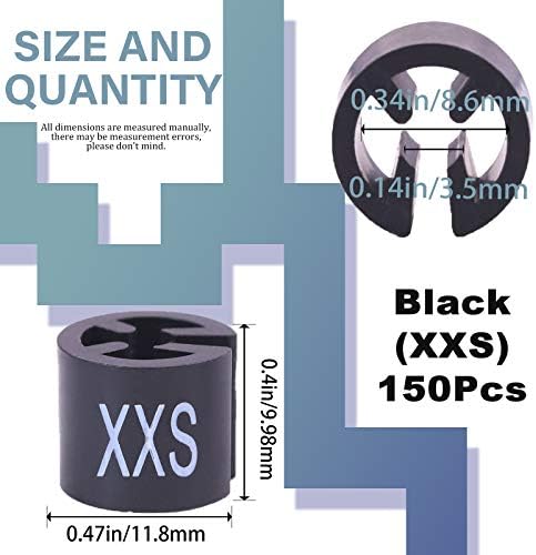 KEADIC 150 יחידות שחור XXS CONGER SMEDER SMERTS ערכת מגוון, תגי סמן של קולב קידוד צבעים לתליוני תיל