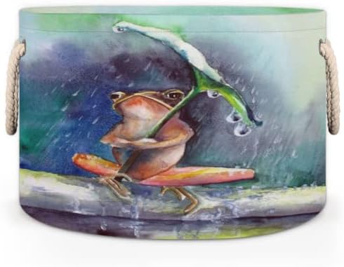 צפרדע יום גשם סלים עגולים גדולים לאחסון סלי כביסה עם ידיות סל אחסון שמיכה למדפי אמבטיה פחים לארגון משתלת הילדה נערה