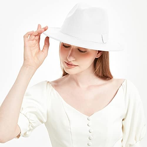 כובעי פדורה של קוג ' והה לגברים / נשים לבד פדורה כובעי פדורה רחבים בשני גוונים כובע חוואי