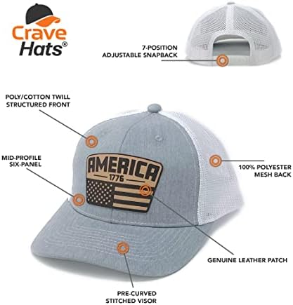 Crave Hats America 1776 Hat, America Trucker Hat, 1776 Trucker Hat, ארהב כובע פטריוטי