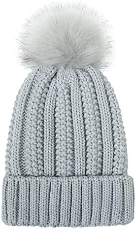 Henjoke Womens כובעי כפות חורף סאטן מרופד סרוג בטנת כובע גולגולת עבה כובע חם רך לסקי חיצוני