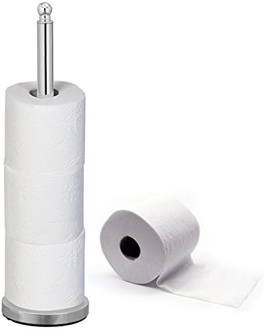 Tatkraft אידיאלי - מחזיק נייר טואלט עומד בחינם - 20.1in - אחסון ל -4 גלילים - מחזיק מגבת נייר - פלדה מצופה כרום