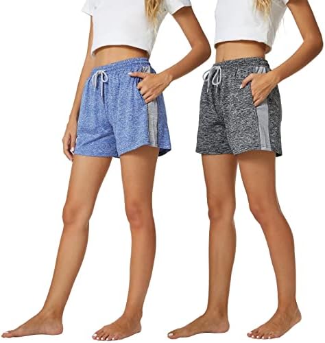 2 חבילות מכנסי זיעה של נשים קצרות קיץ מכנסיים קצרים מזדמנים מותניים אלסטיים חיצוניים רצים מכנסיים קצרים