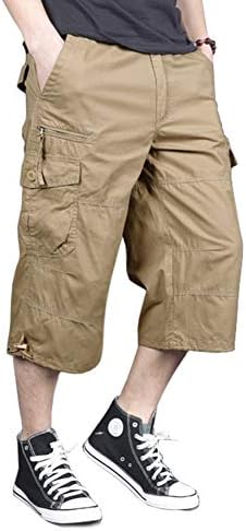 מגניבית גברים של קאפרי מכנסיים קצרים מטען מזדמן טיולים צבאי טקטי מתחת לברך מכנסיים קצרים 3/4 מכנסיים קצרים מטען עם רב כיסים