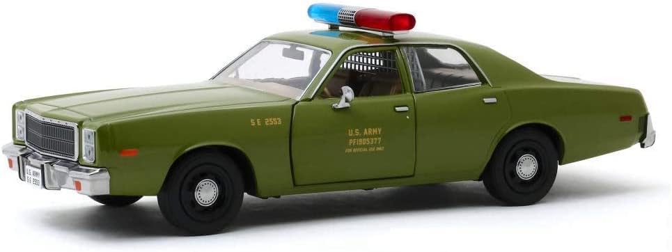מכונית דיאסט עם מקרה תצוגה - 1977 פלימות 'זעם, משטרת הצבא האמריקאית' The A -Team ' - Greenlight 84103 - 1/24 מכונית Diecast בקנה מידה