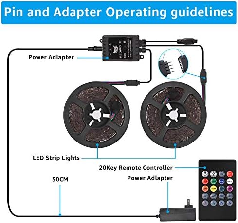 אורות רצועת לד, עמיד למים 32.8 רגל / 10 מ ' 20 מפתח, שינוי צבע סנכרון מוסיקה, אור חבל 300 סמד 5050 לד, שלט רחוק אינפרא אדום רצועה גמישה למסיבה ביתית חדר שינה עשה זאת בעצמך מקורה חיצוני