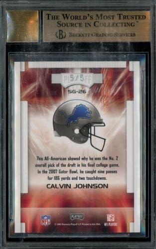 2007 כרטיס אוטומטי של קלווין ג'ונסון 2007 SG -26 5/5 BGS 9.5 - כרטיסי כדורגל עם חתימה של NFL