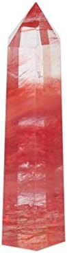 התכת קריסטל נקודת 40-50 ממ נקודה אדומה משושה אדום קוורץ שרביט ביתי סט קישוט וינטג '