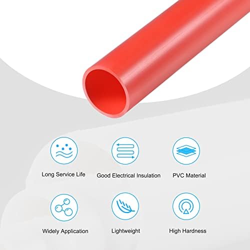 Meccanixity PVC צינור 9/16 מזהה 5/8 OD 1.6ft אדום קשיות גבוהה לרהיטים, צינור ניקוז מים, שרוול כבל חשמלי 3 חבילה