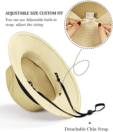 כובעי קיץ של חוף Sun Straw לנשים עם הגנת UV רחבה פדורה פנמה כובע ארוז לטיולים