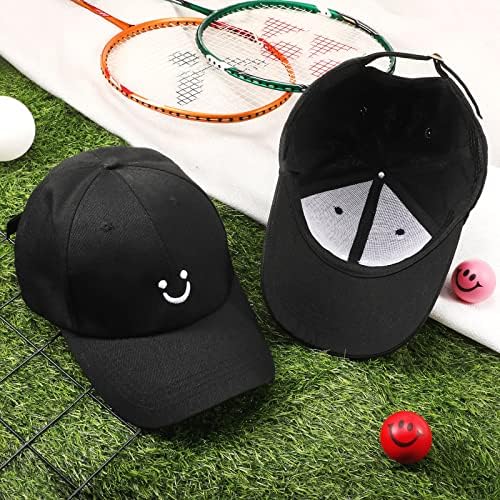 יחידהסוג 12 חתיכות חיוך פנים בייסבול כובע מתכוונן חמוד בייסבול כובע ספורט בציר אבא כובעי עבור גברים נשים, שחור
