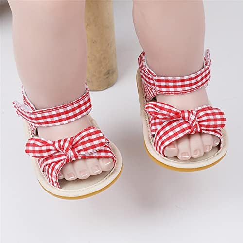 בנות תינוקות פתוחות בוהן משובצת נעלי קשת פסים נעליים ראשונות נעליים פעוטות סנדלים שטוחים