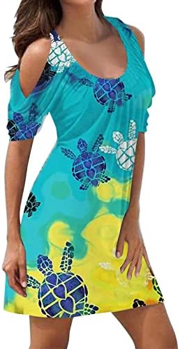 נשים מזדמנים קיץ בוהו שמלה מודפס טנק שרוולים שמלה חלול החוצה רופף חוף קצר מיני שמלה קיצית מקרית שמלות