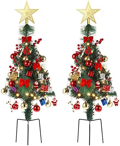 AMOSFUN 2 PCS עצי חג המולד 30 אינץ 'מסלול מואר לפני עצי חג המולד עצי חג המולד מלאכותיים עם אורות קישוט