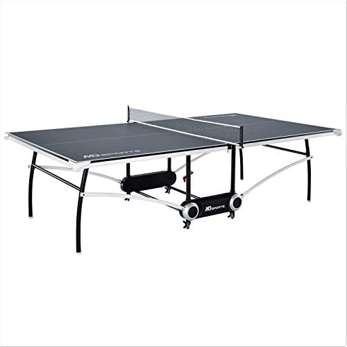 שולחן ספורט שולחן טניס שולחן טניס נטו ומערכת פוס מקורה פינג פונג משחק פונג נייד רגליים וגלגלים גודל רשמי 9 x 5 ft אפור