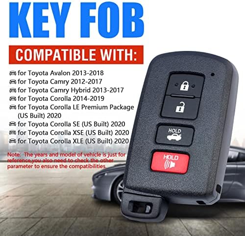Keymall כניסה ללא מפתח חכם פרוקס חכם מפתח מרחוק מפתח מרחוק להחלפת טויוטה Avalon Camry Corolla 2013-2018 4 כפתורים