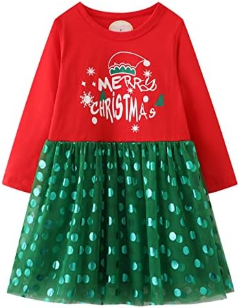 שמלת ילדות פעוטות של היללנג שרוול ארוך שרוול חורף בגדי חג המולד כותנה כותנה משחקי משחק מזדמנים שמלות תלבושת טוניקה בסיסית