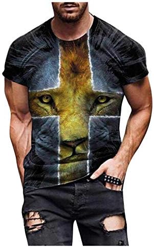 חולצות טריקו של שרוול קצר של XXBR Mens, 2022 אמונה רחוב קיץ חדשה ישו קרוס קרוס אריה אימון אימון אתלטיקה טי טופ