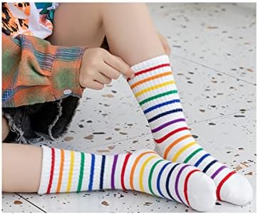 5 מארז ילדים פעוט גדול קטן בנות כותנה צוות גרבי קשת פסים חמוד כיף גרביים