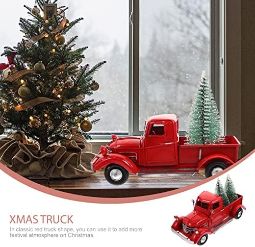 עיצוב מכוניות עמוד קלטות לחג המולד חג המולד חג המולד משאית אדומה מודל משאית מתכת עם עץ חג המולד דגם חג המולד קישוטי חג המולד מתנה לחג המולד
