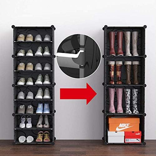 Xouvy 12, קוביה מתלה נעליים DIY, יחידת מגירת אחסון ארון פלסטיק אחסון מודולרי רב תכליתי עם דלת, מתלה נעל תלת דפוס תלתל שחור ולבן