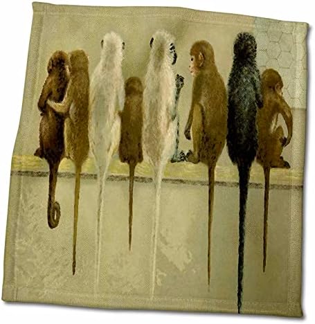 דפוס ציור של 8 קופים יושבים על קיר - מגבות