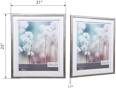 פתרונות גלריה קיר הר קיר מסגרת תמונה כפולה של מחצלת אוויר, 20 x 24, אפור במצוקה