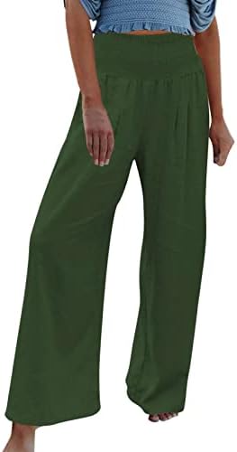 בדהוב נשים מקרית רחב רגל פאלאצו מכנסיים גבוהה מותן קפלים טרקלין מכנסיים עם כיסים אופנה מרופד קדמי מכנסיים ס-3
